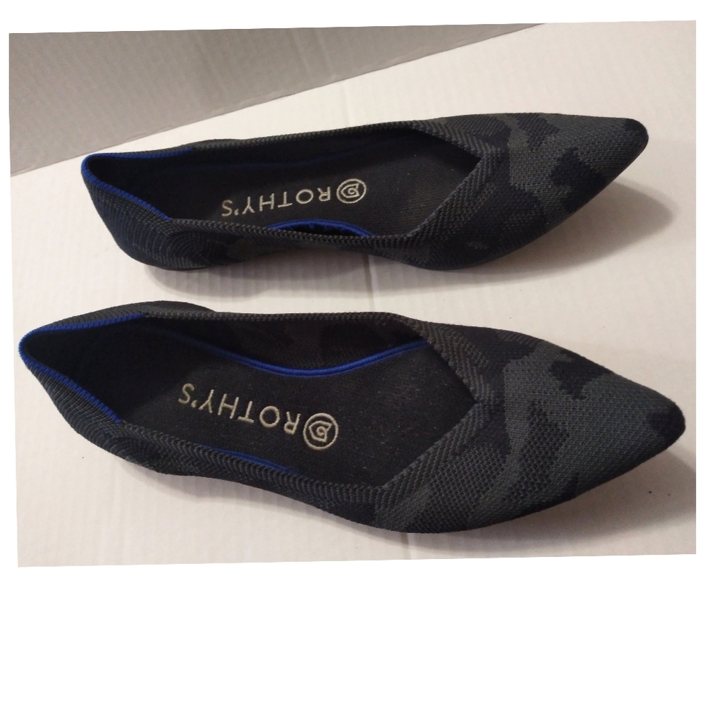 Rothy’s The Point Black/Gray Camo Retired Ballet Flats Size 8 - Picture 2 of 8